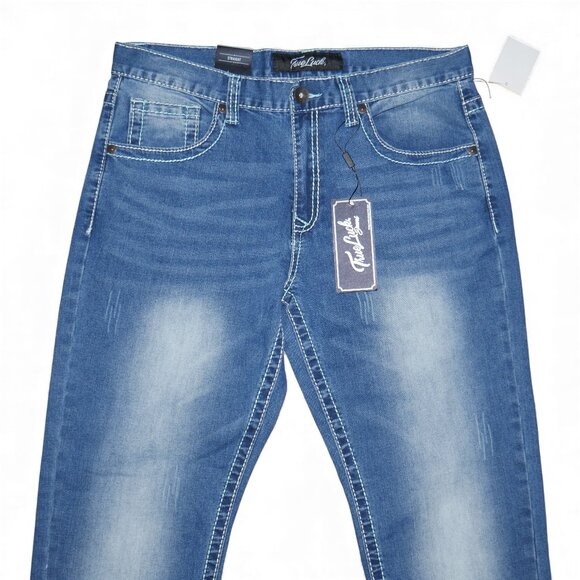 NEW True Luck Straight Leg Jeans Men's Size 34x30 Thick Stitch Embroidered BKE - Picture 4 of 10